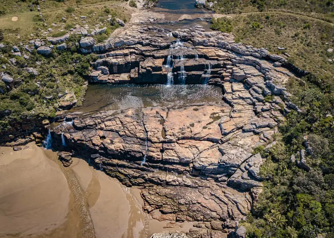 Aerial view of Mkambati Falls, Eastern Cape