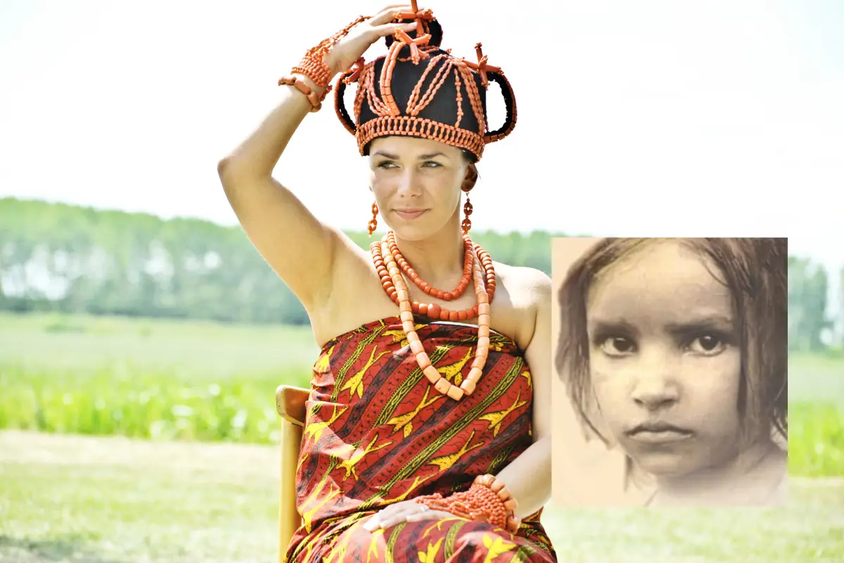 Woman in traditional Mpondo beaded crown and orange dress representing the indigenous people of the Wild Coast, South Africa